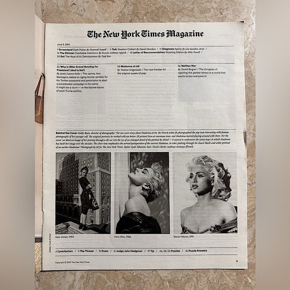New York Times Magazine June 9 2019 Madonna At 60 Madame X VERY GOOD COND. - Picture 2 of 3